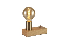 D0557  Fike 10cm Table Lamp 1 Light Antique Brass; Wood
